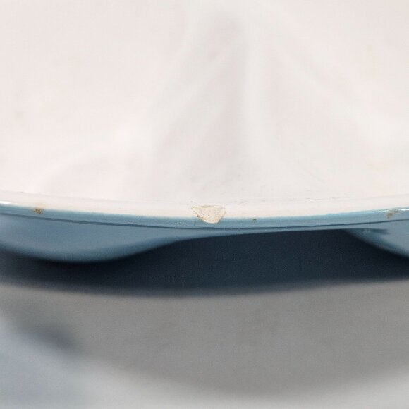 Vintage Mikasa Cera Stone Divided Serving Dish Blue & White Ceramic Oval MCM - Picture 7 of 8